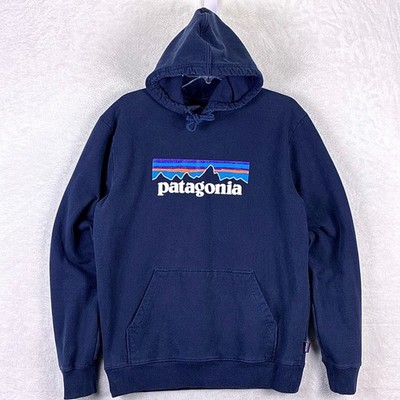 Patagonia Fitz Roy Hoodie Pullover Men M Navy Preppy Outdoors Hiking Camping Gym