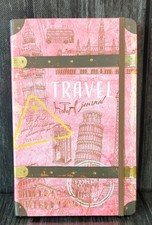 Pink Retro Travel Journal Embossed Scripture Harcover Lines Pages NEW