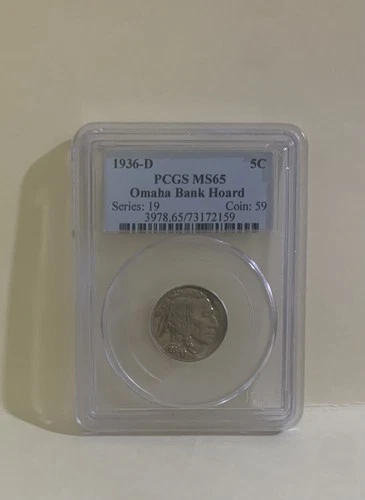 1936-D Buffalo Nickel PCGS MS-65 Omaha Bank Hoard