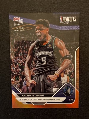 Anthony Edwards 35 Points - 2025-26 NBA Topps NOW - Card 306 - Orange Foil 12/25