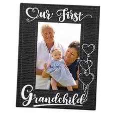First Time Grandparents Picture Frame - Our First Grandchild Leather B1