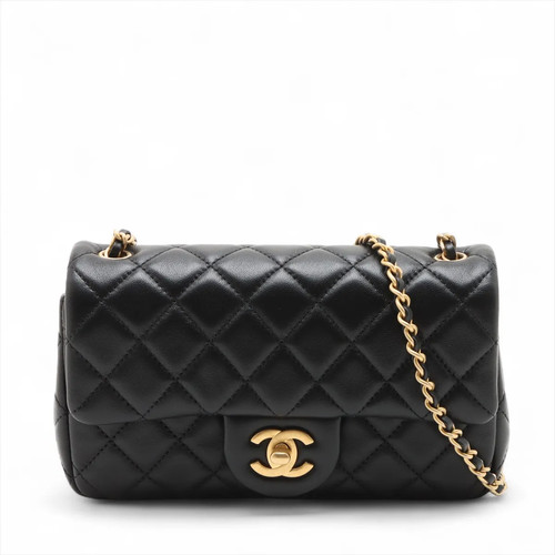 Chanel Mini Matelasse Lambskin Single Flap Single Chain Bag Coco Ball Black Gold