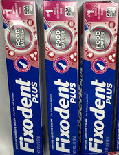 FIXODENT PLUS FOOD BARRIER 2.0 OZ EACH DENTURE ADHESIVE CREAM Pack of 3 Tubes 
