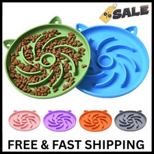 2Pcs Silicone Slow Feeder Cat Bowl,Puzzle Feeder,Interactive Blue/Green 