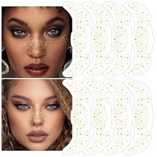 8Ps Face Glitter Speckles Patches, Gold Glitter Freckles Face Tattoo, B0DNXGQJXP