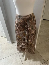 Vintage 90s NAIF Paisley Sheer Ruffle Hem Midi Skirt Women’s XL Boho Y2K