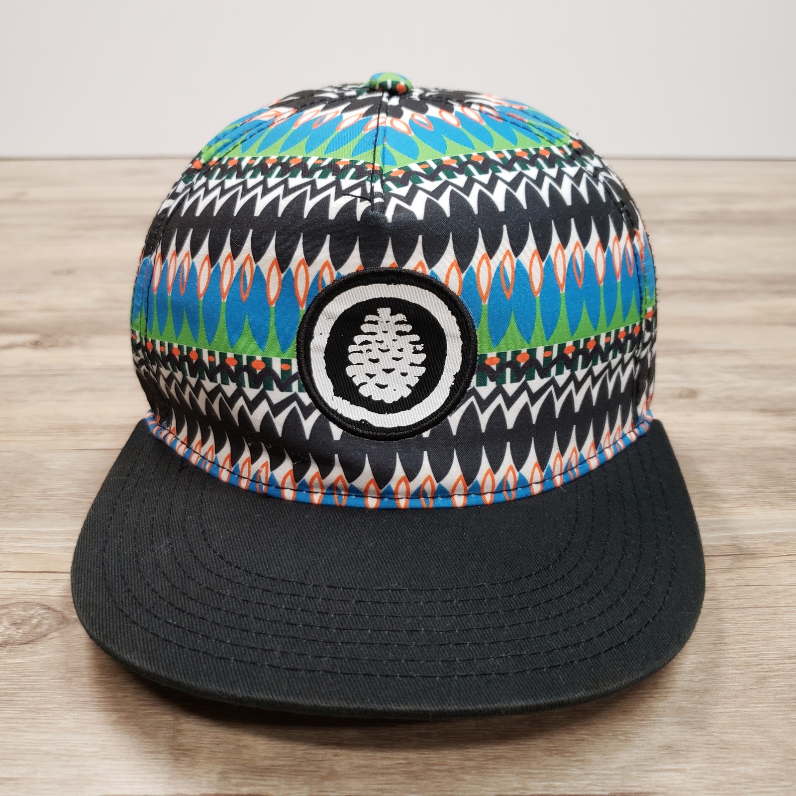 Pine Cove Hat Cap Snap Back Black Multicolor Patt… - image 1