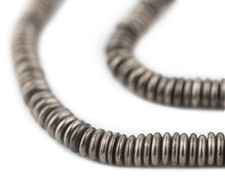 Smooth Extra Large Silver Heishi Beads 6mm White Metal Large Hole 16 Inch Strand