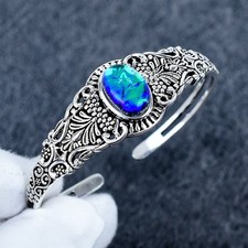 Brazalete triplete de piedras preciosas de ópalo de fuego hecho a mano de plata de ley 925 joyería brazalete regalos