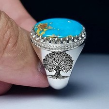 Handmade Turquoise Ring with Gift Box  Genuine Feroza Stone Jewelry,Feroza Ring