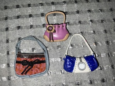 My Scene Barbie Doll Handbags Purses Totes Blue Plastic Cloth Purple