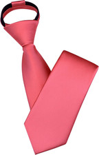 3.15" 8cm Mens Solid Satin Tie Pre-tied Adjustable Zipper Necktie for Business