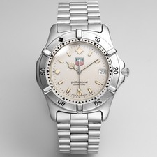 Orologio Tag Heuer Professional 2000 Quarzo Vintage Argento Uomo Unisex Data 38 mm