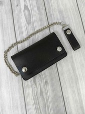 Men  s Genuine Leather Biker Trucker Long Chain Wallet
