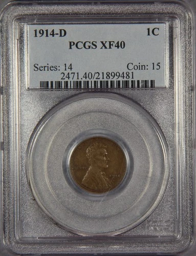 1914-D Lincoln Wheat Cent Penny PCGS XF40 1c