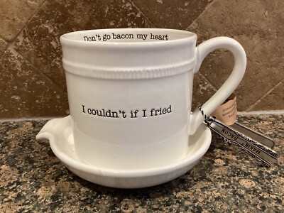  NEW Mudpie~Don't go bacon my heart - I Could't if I fried~Bacon Cooker Mug 