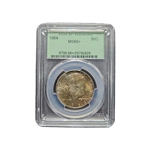 1964 Silber Kennedy Half Dollar PCGS MS66 + 30th Anniversary Label  - Bild 1 von 2