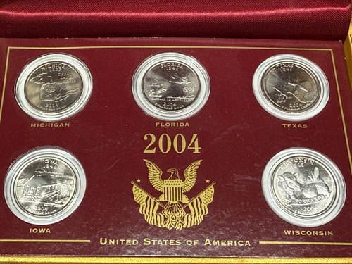 2004 State Quarter Set Uncirculated In Gold Case - Picture 4 of 9
