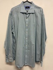 ESQUIRE PURE COTTON NON-IRON SLIM LS SHIRT, GREEN MIX PLAID SIZE 17 BNWOT S321 