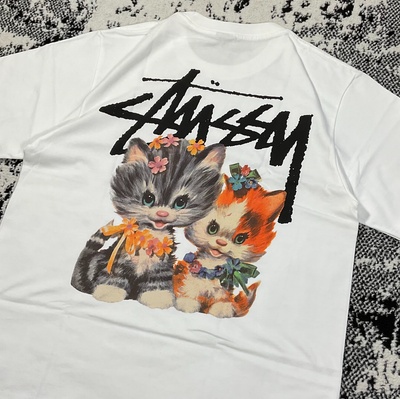 RARE STUSSY KITTENS TEE WHITE - LARGE | eBay