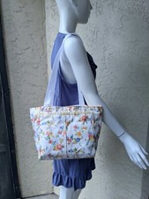 Vintage LeSportsac Ivory Floral Everyday Tote Bag Medium Made In USA