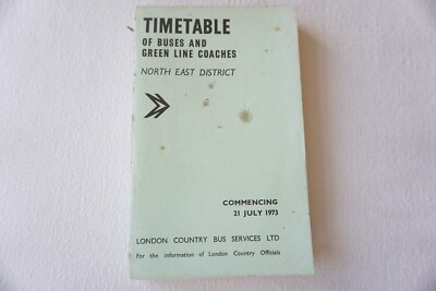 1973 Green Line Coach Bus Fahrplan North East District