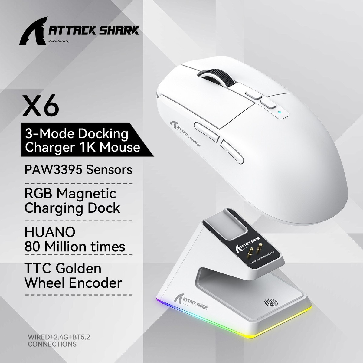 マウス・トラックボール storm breaker nacho ATTACK SHARK X6 X3 49g Gaming Mouse with Magnetic Charging Dock