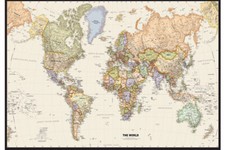 32x50 Inch World Map Print Poster Wall Chart Mural For Home Office Classroom