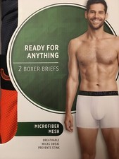 JKY Jockey Mens Ready For Anything Boxer Briefs Micro Mesh Small Orange Gray 2Pk