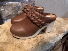 Dolce Vita Y2K Hila Braided Mule Clog Heel Saddle Leather Brown  Boho Size 8.5