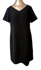 VTG 80s 90s BLACK DRESS Classic Classy Sheath Shift Boho FRIENDS short sleeve 12