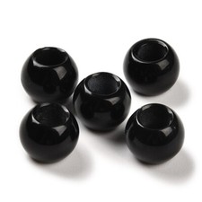 10 pcs. Black Gemstone Natural Stone Round Beads - Agate - 12mm - Large Hole