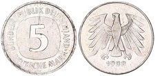 BRD 5 DM 1988 F Fehlprägung auf geplatztem Schrötling geprägt  109657