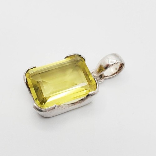"Colgante de ley de 1,25"" corte esmeralda piedra Chartreuse amarillo verde" - Imagen 6 de 8