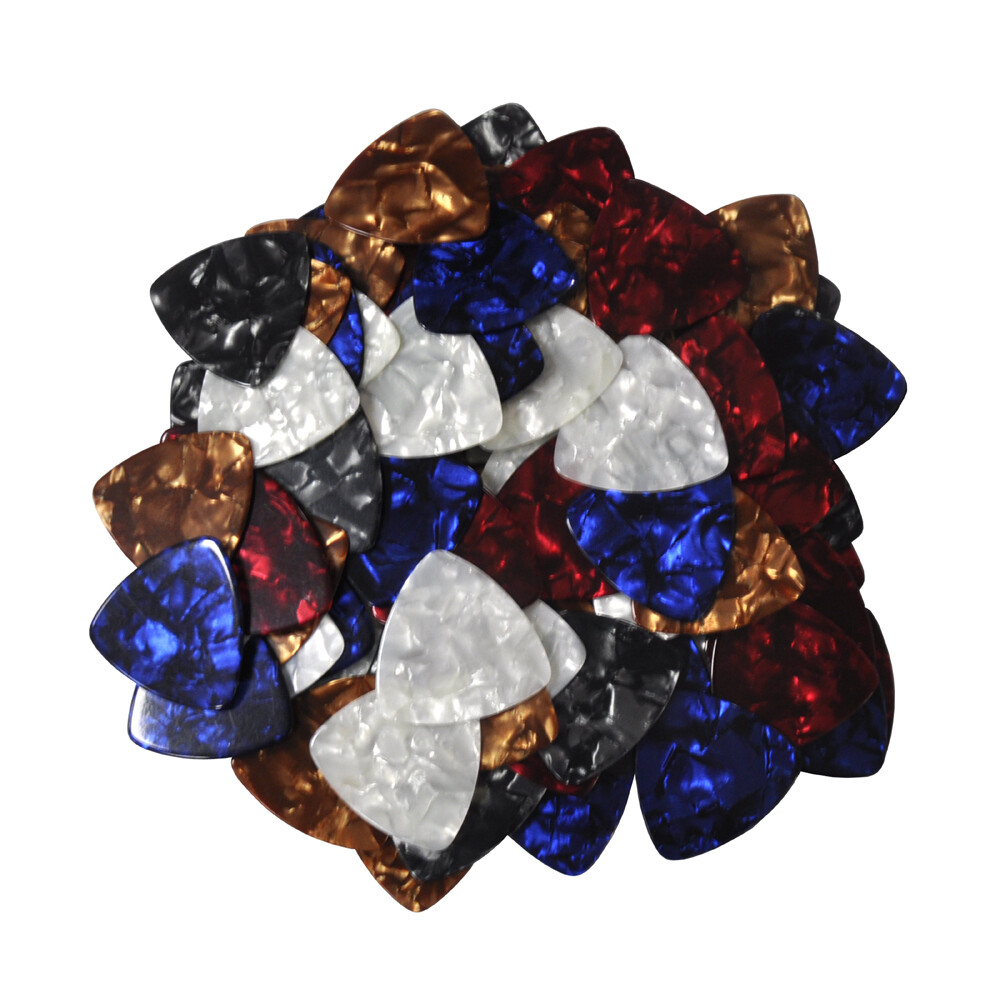 100Pcs Heavy 0.96mm Celluloid 346 Rounded Triangle Guitar Picks Assorted Colors
