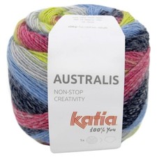 200g Dochtwolle mit dem Farbverlauf von Katia AUSTRALIS 600m / 200g 63€/kg