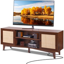 VEVOR Mobile TV in Rattan per TV 1905 mm Supporto TV Boho Presa Integrata Noce