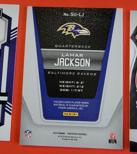 LAMAR JACKSON GETRAGENE TRIKOTKARTE #114/299 & PRIZM + ZAY BLUMEN ROOKIE KARTE RABEN - Bild 6 von 8