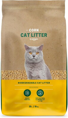 Marke Amazon - Lebenslanges klumpendes Mais Katzenstreu, unparfümiert, 25 L (1er Pack)