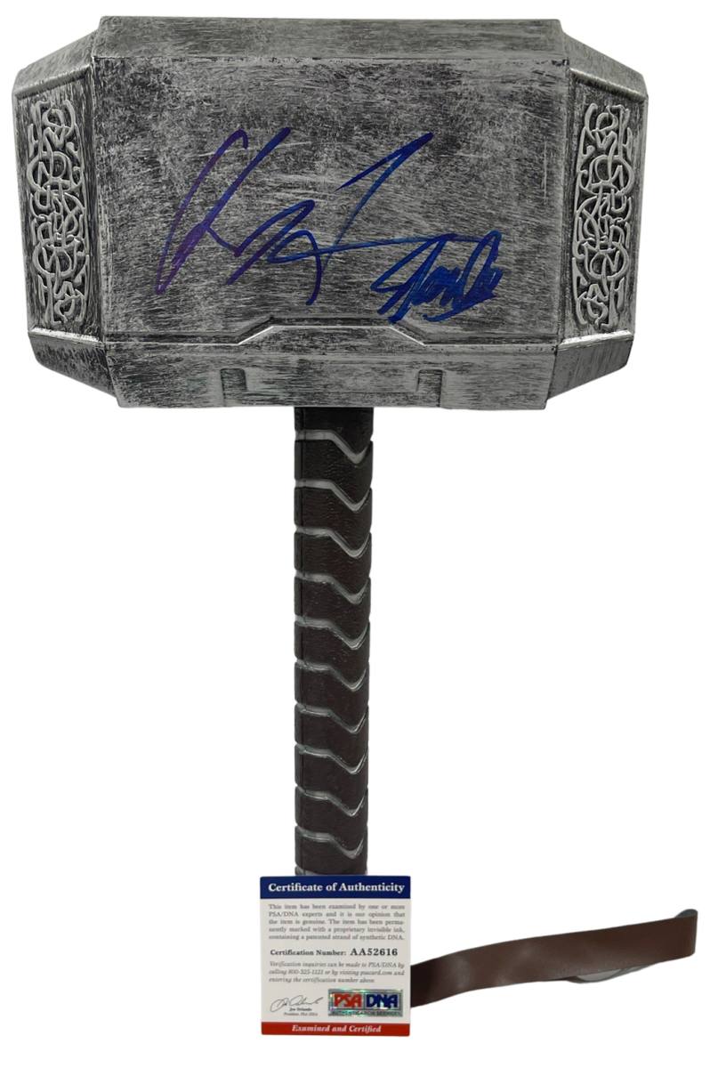 CHRIS HEMSWORTH STAN LEE SIGNED THOR MJOLNIR HAMMER AUTOGRAPH PSA