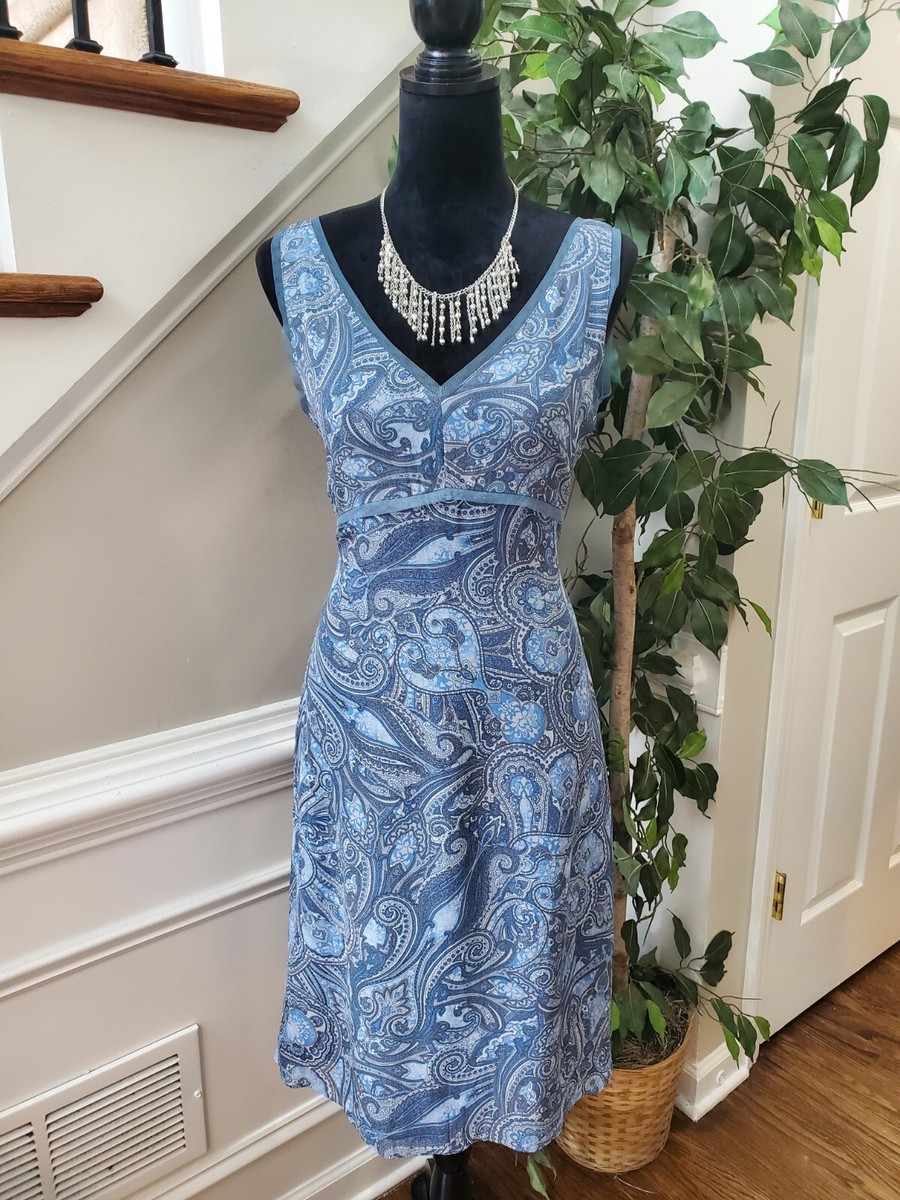Old Navy Women Blue 100% Rayon V-Neck Sleeveless Casual Knee Length Dress  Size 8