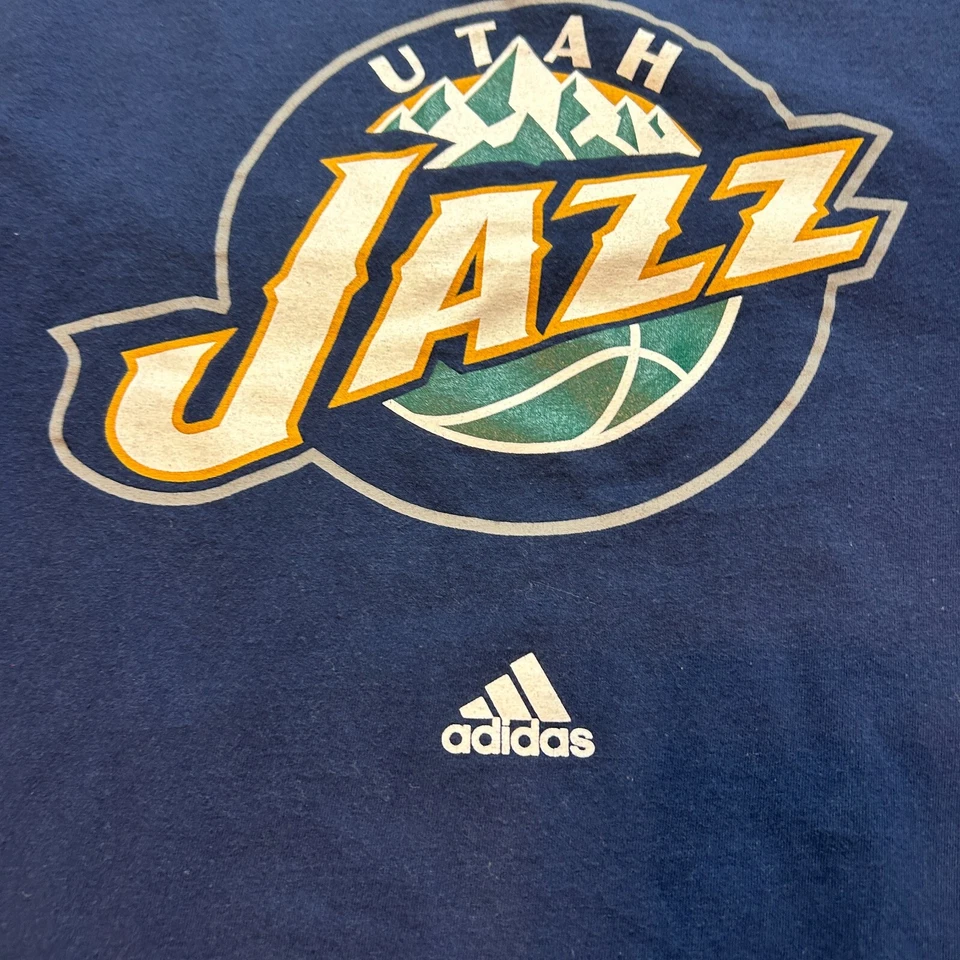 Adidas Utah Jazz Short Sleeve T Shirt Blue Cotton NBA Men's Size XL - Image 2 of 4