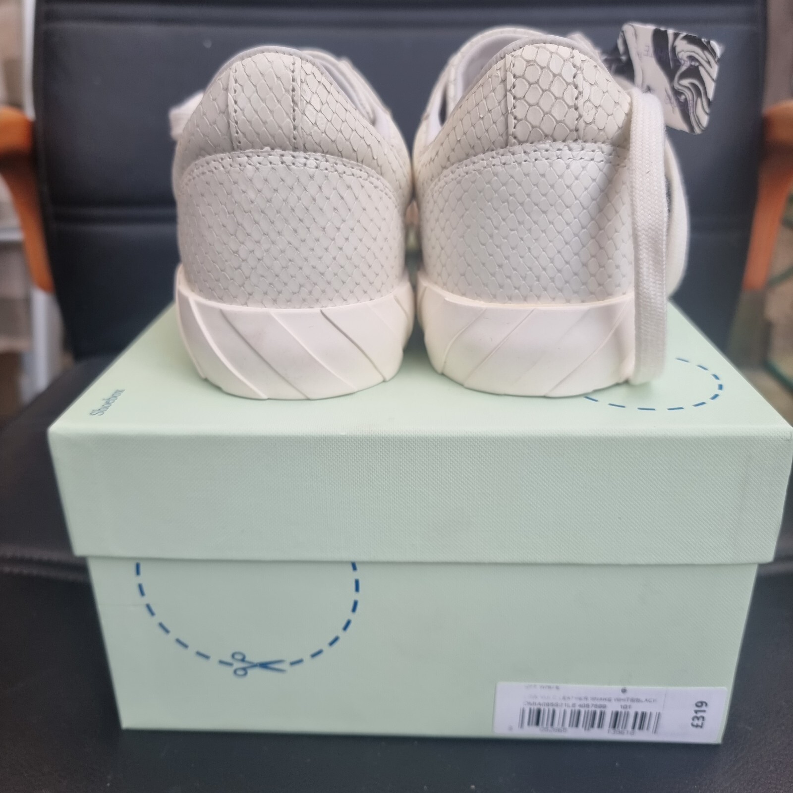 Off White Low Vulcanized Snakeskin Embossed Leather - UK6/EU40 #ListingsInLights image 5