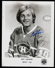 Vintage 1974-75 Guy Lafleur Signed Original Press Photo Montreal Canadiens 