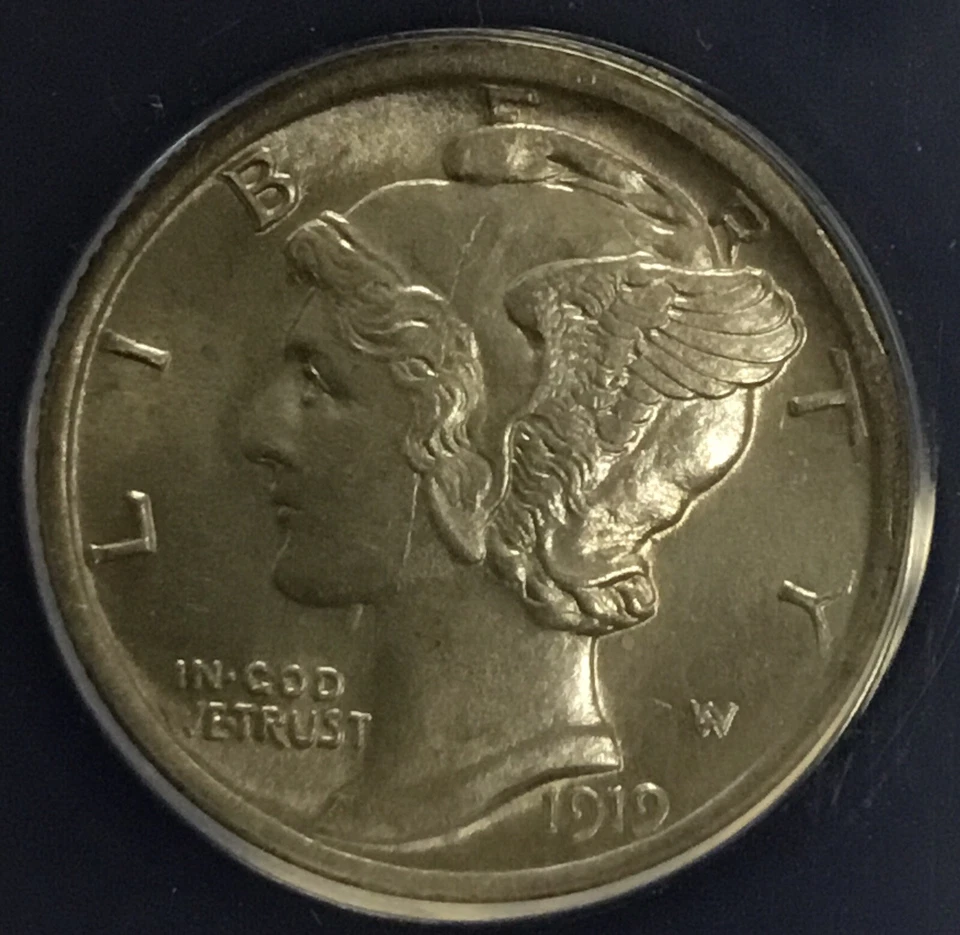 1919 D 10C Mercury Dime ANACS MS62 HIGH GRADE Beauty!! - Image 3 of 4