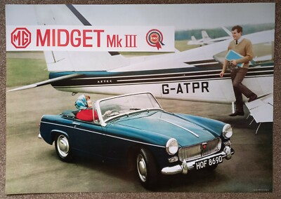 Oldtimer Qualität Auto Poster MG Midget MK III, groß A1 Format