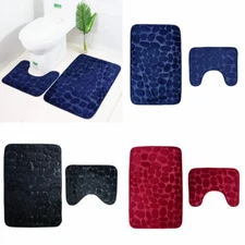 2PCS Non-Slip Stand Support Bath Mats Set Water Absorbent Memory Foam Bath Rugs