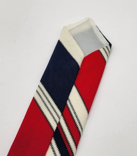 Vintage Polyester diagonal rot weiß blau Krawatte kurz 56" x 4" ungewöhnlich hausgemacht? - Bild 4 von 4