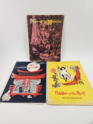 #ad Lot of 3 Vintage Theatre Souvenir Programs Fiddler Roof Man La Mancha Ephemera $9.99