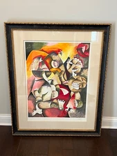 Alexandra Nechita "Forever Happy" Hand Signed 1998 framed Lithograph w/ CoA